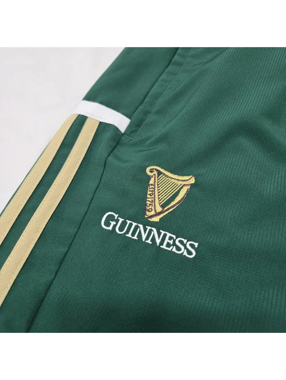 EUC Men's LARGE Adidas x Guinness Track Pants Green Gold White Embroidered Logo